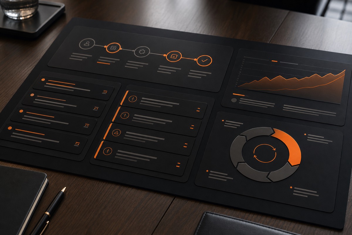 Visualisierung: Ein live gestarteter Ablauf wird mit Feedback und Ausnahmen weiter verbessert.